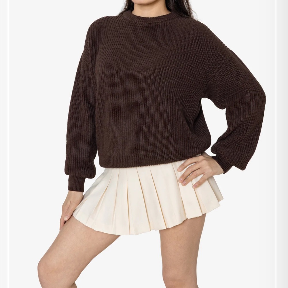 LA Apparel fisherman pullover sweater chocolate